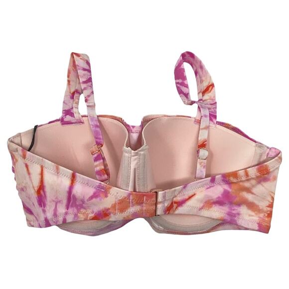 Shade & Shore Pink And Orange Tie Dye Light Lift Bikini Top Size 34 D NWT - Picture 3 of 9